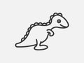 Dino toy icon on white background. Line style vector illustration