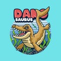 Cute Dakosaurus Dinosaur Aquatic Character Mascot in Cartoon Illustration Royalty Free Stock Photo