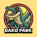 Cute Dakosaurus Dinosaur Aquatic Character Mascot in Cartoon Illustration Royalty Free Stock Photo