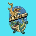 Cute Dakosaurus Dinosaur Aquatic Character Mascot in Cartoon Illustration Royalty Free Stock Photo