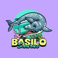 Cute Basilosaurus Aquatic Dinosaur Character Mascot in Cartoon Illustration Royalty Free Stock Photo