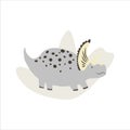 Cute dinosaur Triceratops. Vector image.