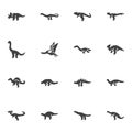 Dinos, dinosaurs vector icons set