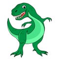 Cheerful green dinosaur tyrannosaurus.