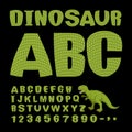 Dinosaur ABC. Font of prehistoric reptile. Green letters. Texture of skin of lizard. Dino Monster alphabet. Set of ancient animal Royalty Free Stock Photo