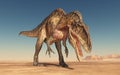 Dinosaur Acrocanthosaurus in the desert