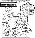 Dinosaur allosaurus, coloring page, outline illustration