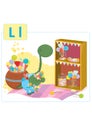 Dinosaur alphabet, letter L from lollipop