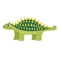 Cute ankylosaurus animal with spikes isolated on white background. Happy dinosaur print