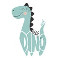Dinosaur baby boy cute print. Little cool dino slogan and lettering. Royalty Free Stock Photo