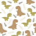 Dinosaur baby seamless pattern. Scandinavian cute print for nursery t-shirts, textiles, wrapping paper, kids apparel, invitation