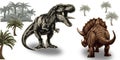 Dinosaur battle T-rex Triceratops vector graphics