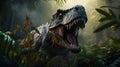 Dinosaur with big and shapt teeth in the jungle Royalty Free Stock Photo