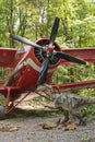 Dinosaur and biplane Royalty Free Stock Photo