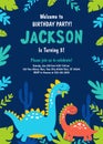 Dinosaur Birthday Party Invitation. Vector