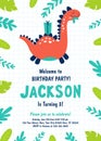 Dinosaur Birthday Party Invitation. Vector