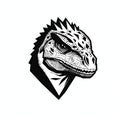 Dinosaur black icon on white background AI generative image