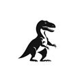 Dinosaur black icon on white background AI generative image