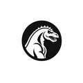 Dinosaur black icon on white background AI generative image