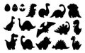 Dinosaur black silhouette set shape vector Royalty Free Stock Photo