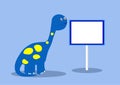 Dinosaur with blank sign