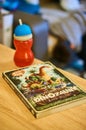 Dinosaur book on table
