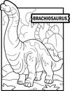 Dinosaur brachiosaurus, coloring page, outline illustration Royalty Free Stock Photo