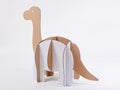 Dinosaur Brontosaurus made of cardboard. Idea for the birthday party, dino party or photo session