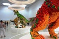 A dinosaur built of lego blocks in the House of Lego, Billund in Denmark