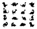Dinosaur cartoon Animals scissors collection isolated vector Silhouette