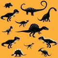 Dinosaur cartoon collection set vector illustration. comic tyrannosaurus fantasy. Royalty Free Stock Photo