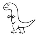 Cartoon doodle linear dinosaur, tyrannosaurus isolated on white background. Royalty Free Stock Photo