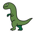 Cartoon doodle linear dinosaur, tyrannosaurus isolated on white background. Royalty Free Stock Photo