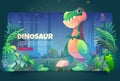 Dinosaur cartoon landing page Jurassic park banner Royalty Free Stock Photo