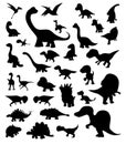Dinosaur Cartoon Silhouettes Vector