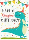 Dinosaur character Happy Birthday greeting card