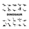 dinosaur character jurassic cute icons set vector