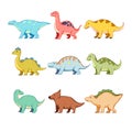 dinosaur character set cartoon vector illustration Royalty Free Stock Photo