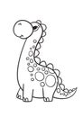 Dinosaur coloring book page for children. Cute cartoon dinosaur. Black and white illutration Royalty Free Stock Photo