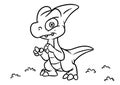 Dinosaur coloring page cartoon Illustrations Royalty Free Stock Photo