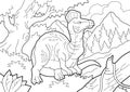 Dinosaur Corythosaurus, coloring book, contour illustration