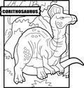 Dinosaur corythosaurus, coloring page, outline illustration