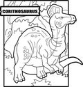 Dinosaur corythosaurus, coloring page, outline illustration Royalty Free Stock Photo