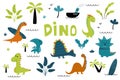 Dinosaur cute kids colllection. Set of little cute dinos. Royalty Free Stock Photo