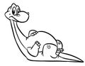 Dinosaur cute little diplodocus lies rest coloring page cartoon illustration Royalty Free Stock Photo