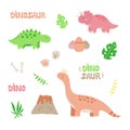 Dinosaur cute vector illustration set Royalty Free Stock Photo