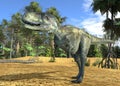 Dinosaur 3d illustration against the background of the Mesozoic Forest Royalty Free Stock Photo