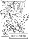 Dinosaur deinonychus, coloring book for children, outline illustration