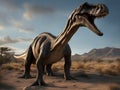 dinosaur in the desert _A sauropod was an exploited creature that existed on the earth in the troubled times, Royalty Free Stock Photo