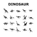 dinosaur dino animal cute icons set vector